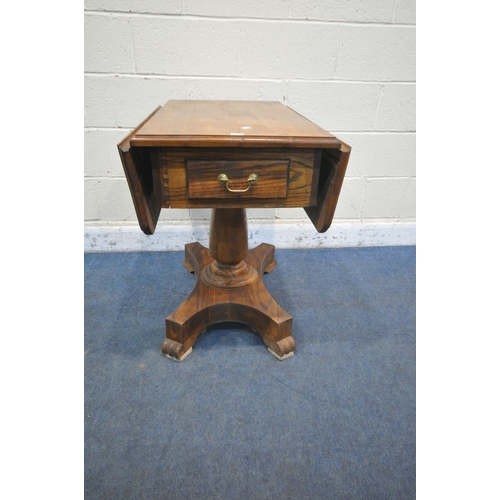 1230 - A BESPOKE 20TH CENTURY OAK DROP LEAF SOFA TABLE, with a drawer to each end, on turned and four legs,... 