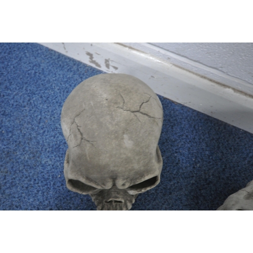 1260 - A PAIR OF MODERN COMPOSITE SCULPTURES OF SKULLS , width 23cm x depth 30cm x height 26cm (condition r... 