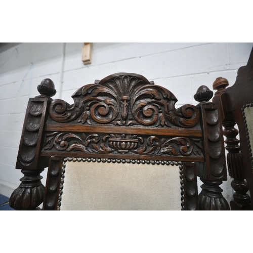 1270 - AN EDWARDIAN OAK WIND OUT DINING TABLE, with canted corners, turned and fluted legs, on ceramic cast... 