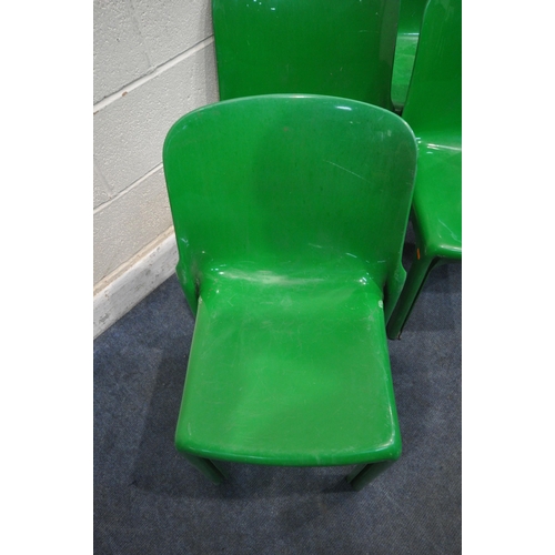 1272 - A SET OF SIX GREEN ITALIAN ARTEMIDE SELENE STACKING CHAIRS (condition report: surface marks, signs o... 