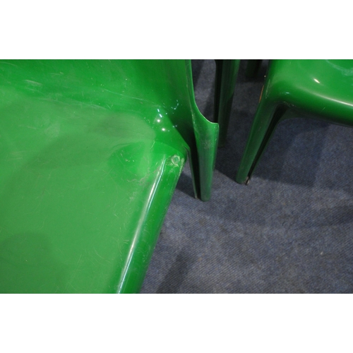 1272 - A SET OF SIX GREEN ITALIAN ARTEMIDE SELENE STACKING CHAIRS (condition report: surface marks, signs o... 