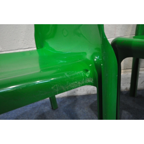 1273 - A SET OF FOUR GREEN ITALIAN ARTEMIDE SELENE STACKING CHAIRS (condition report: surface marks, signs ... 