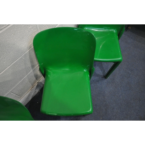 1273 - A SET OF FOUR GREEN ITALIAN ARTEMIDE SELENE STACKING CHAIRS (condition report: surface marks, signs ... 