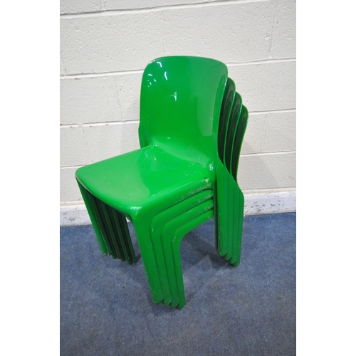 1273 - A SET OF FOUR GREEN ITALIAN ARTEMIDE SELENE STACKING CHAIRS (condition report: surface marks, signs ... 