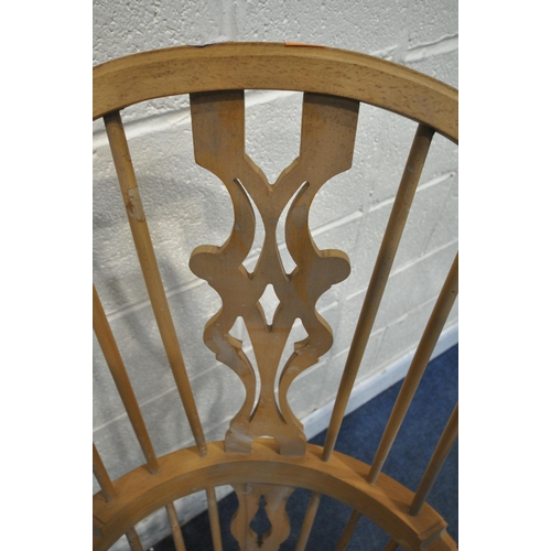 1274 - A PAIR OF BEECH HOOP BACK WINDSOR ARMCHAIRS, width 65cm x depth 60cm x height 117cm (condition repor... 