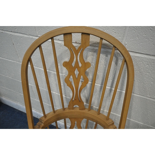 1274 - A PAIR OF BEECH HOOP BACK WINDSOR ARMCHAIRS, width 65cm x depth 60cm x height 117cm (condition repor... 