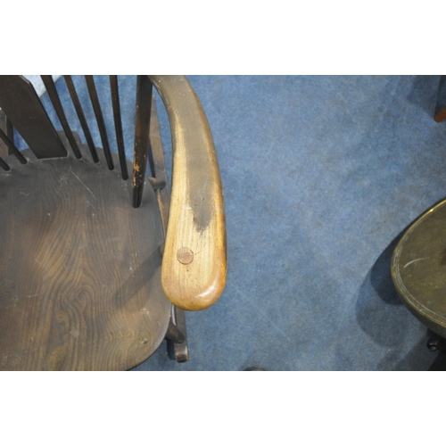 1276 - AN ERCOL PRINCE OF WALES BACK ROCKING CHAIR with open armrests, width 73cm x depth 83cm x height 93c... 