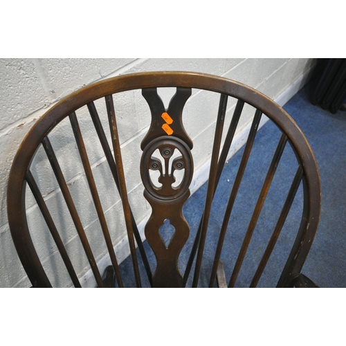 1276 - AN ERCOL PRINCE OF WALES BACK ROCKING CHAIR with open armrests, width 73cm x depth 83cm x height 93c... 