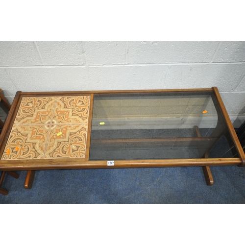 1277 - A SELECTION OF MID CENTURY TEAK OCCASIONAL FURNITURE, to include G plan tile top coffee table, with ... 