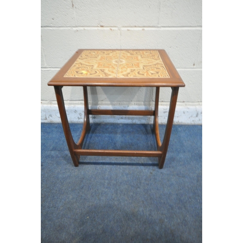 1277 - A SELECTION OF MID CENTURY TEAK OCCASIONAL FURNITURE, to include G plan tile top coffee table, with ... 