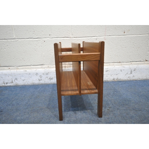 1279 - A MID CENTURY TEAK CANTERBURY, possibly Guy Rogers, with two sections, width 51cm x depth 31cm x hei... 