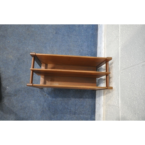 1279 - A MID CENTURY TEAK CANTERBURY, possibly Guy Rogers, with two sections, width 51cm x depth 31cm x hei... 