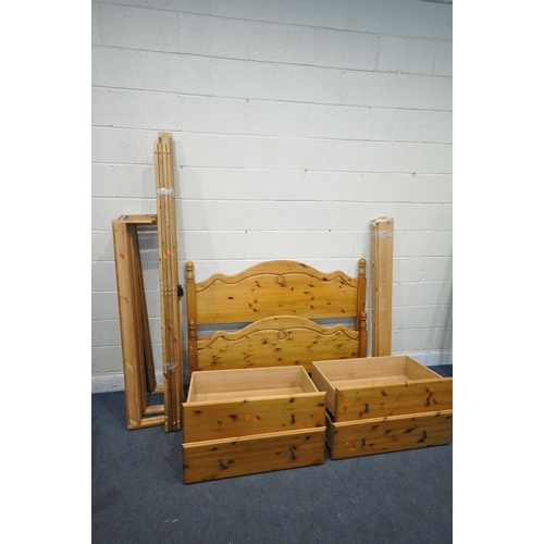 1342 - A MODERN PINE 4FT6 BEDSTEAD, with four drawers (condition report: missing one drawer handle, signs o... 