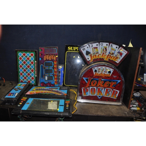 1079 - A SELECTION OF FRUIT MACHINE FRONT PANELS including a Jackpot Joker head unit by Project Coin Machin... 