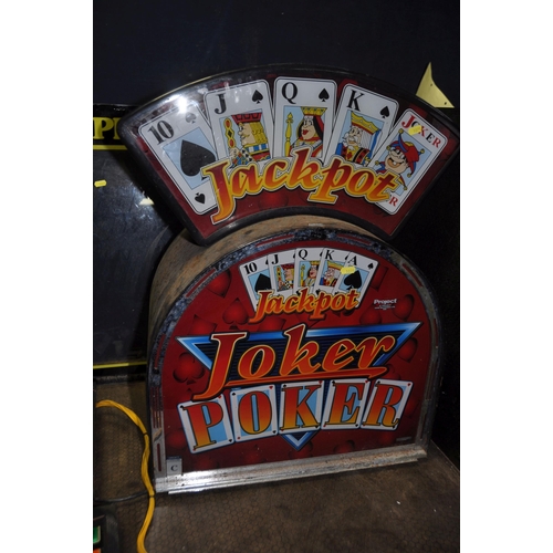 1079 - A SELECTION OF FRUIT MACHINE FRONT PANELS including a Jackpot Joker head unit by Project Coin Machin... 