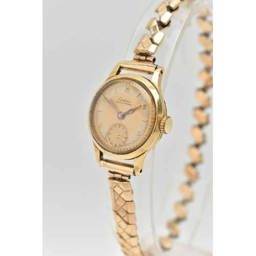 30 - A LADYS YELLOW METAL 'CERTINA' WRISTWATCH, manual wind, round two tone dial signed 'Certina Kurth Fr... 