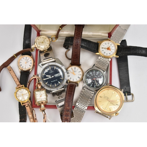 34 - A SELECTION OF WRISTWATCHES, nine ladys and gents watches, names to include 'Timex, Rotary, Royal, C... 