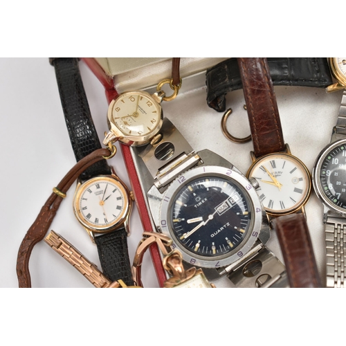 34 - A SELECTION OF WRISTWATCHES, nine ladys and gents watches, names to include 'Timex, Rotary, Royal, C... 