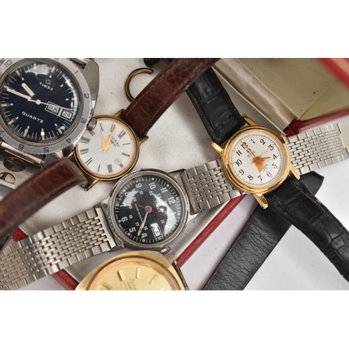 34 - A SELECTION OF WRISTWATCHES, nine ladys and gents watches, names to include 'Timex, Rotary, Royal, C... 