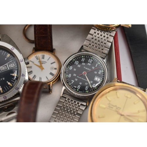 34 - A SELECTION OF WRISTWATCHES, nine ladys and gents watches, names to include 'Timex, Rotary, Royal, C... 