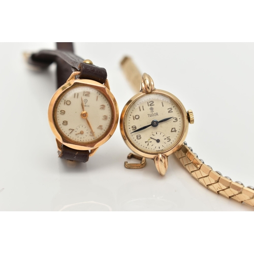 40 - TWO LADYS 'TUDOR' WRISTWATCHES, the first manual wind (missing crown), round white dial signed 'Tudo... 