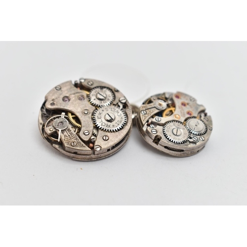 41 - TWO 'ROLEX' WATCH MOVEMENTS, AF require some attention, the first with a round silver dial, Arabic n... 