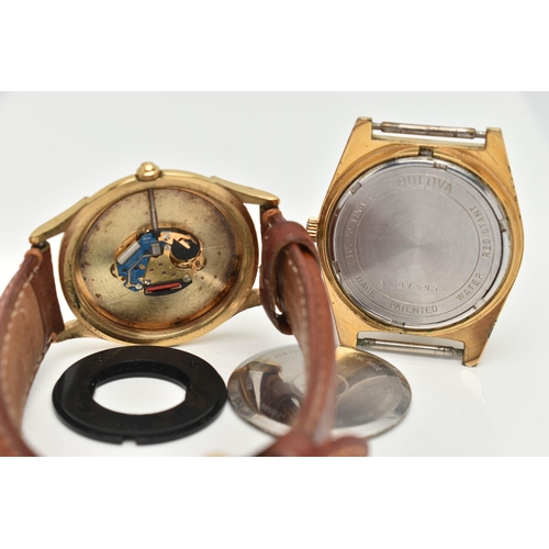 103 - A 'MARVIN' WRISTWATCH AND 'BULOVA' WATCH HEAD, quartz movement, round dial signed 'Marvin', Roman nu... 