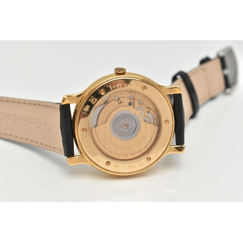 105 - AN 18CT GOLD 'TISSOT' WRISTWATCH, automatic movement, round white dial signed 'Tissot' automatic, Ro... 