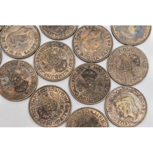 110 - AN ASSORTMENT OF SILVER COINS, seventeen two shillings coins, approximate gross weight 191.5 grams,