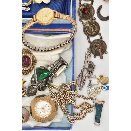 119 - A SELECTION OF COSTUME JEWELLERY, to include two early 20th century faceted bead necklaces, a watch ... 