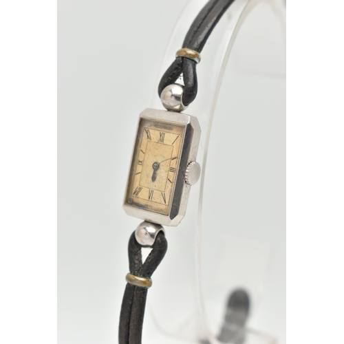 81 - A 'JAGER LE COULTRE' LADYS WRISTWATCH, hand wound movement, rectangular dial, signed 'Jager Le Coult... 