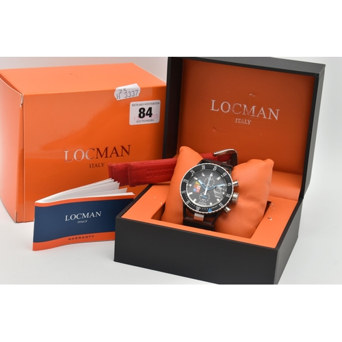 84 - A 'LOCMAN' WRISTWATCH, quartz movement, round black dial signed 'Locman' Italy Marina Militare, bato... 