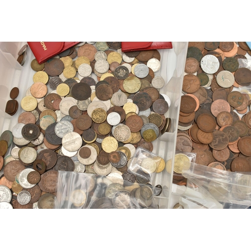 154 - 3 X PLASTIC TRAYS OF WORLD COINS SOME BANKNOTES, to include 2x Peppiatt Pink Ten shillings, X44D, Z4... 