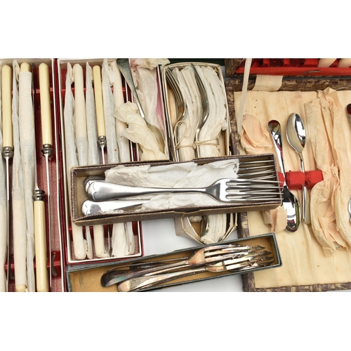 157 - A BOX OF ASSORTED WHITE METAL WARE, to include various boxed sets of cutlery to include butter knive... 