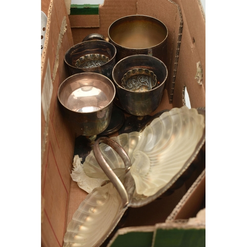 157 - A BOX OF ASSORTED WHITE METAL WARE, to include various boxed sets of cutlery to include butter knive... 