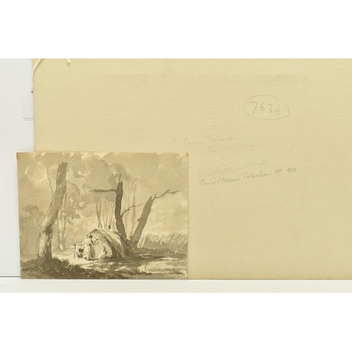 301 - TWO UNSIGNED 19TH CENTURY LANDSCAPE SKETCHES, the first depicts a landscape with trees and cliffs to... 