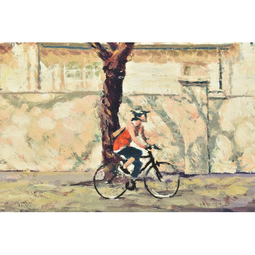 321 - ROLF HARRIS (AUSTRALIAN 1930 - 2023), 'Cyclist, Bayswater Road', a study of a London street, a Limit... 