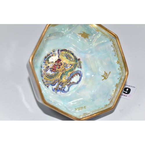 339 - A WEDGWOOD DRAGON LUSTRE WARE BOWL, an octagonal bowl in pattern no Z4831, designed by Daisy Makeig-... 