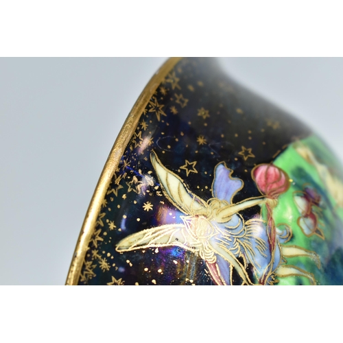 340 - A WEDGWOOD FAIRYLAND LUSTRE PEDESTAL BOWL, designed by Daisy Makeig-Jones, pattern no Z4968, the ext... 