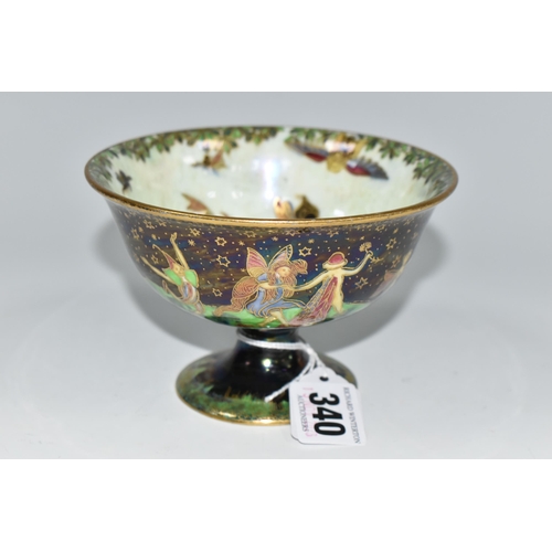 340 - A WEDGWOOD FAIRYLAND LUSTRE PEDESTAL BOWL, designed by Daisy Makeig-Jones, pattern no Z4968, the ext... 