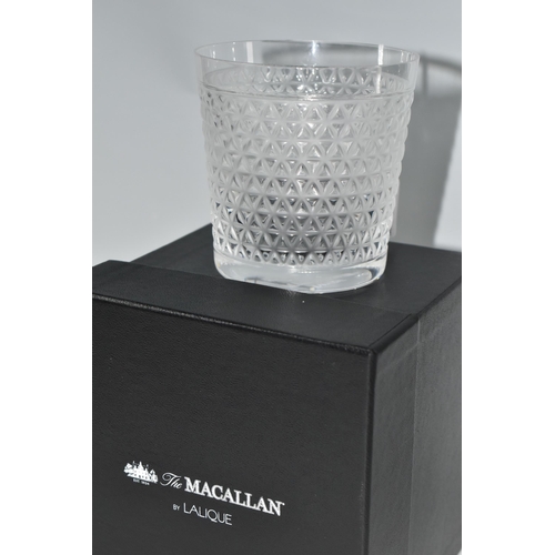 342 - A BOXED LALIQUE 'THE MACALLAN' TUMBLER, having a textured design, signed 'Lalique France', the base ... 