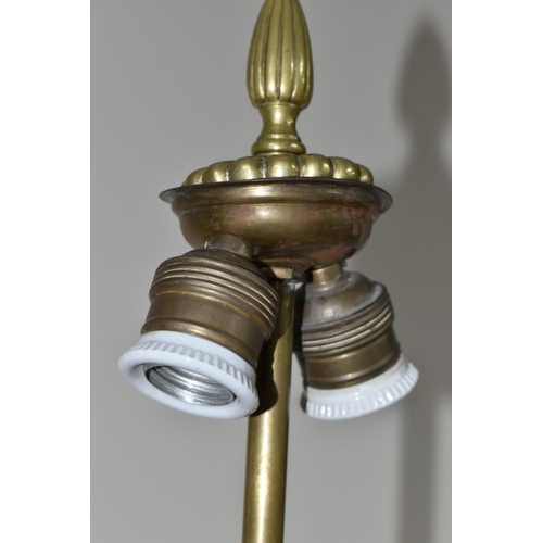 348 - A FISCHER BUDAPEST RETICULATED ELECTRIC TABLE LAMP, brass stand and base, two bulb fitting, with an ... 