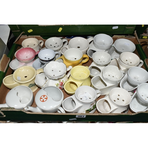 361 - FIVE BOXES OF VINTAGE SHAVING MUGS AND NURSING CUPS, a collection of approximately one hundred assor... 