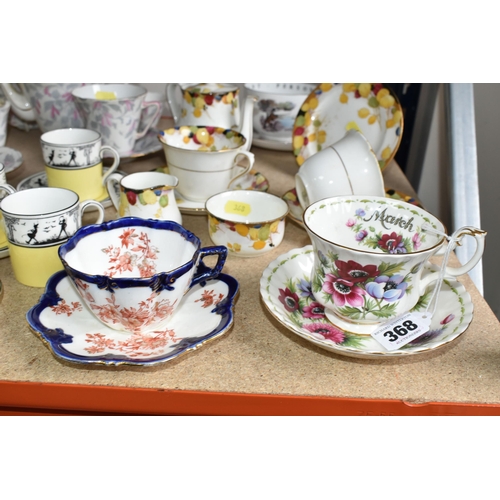 368 - A GROUP OF TEA AND COFFEE WARE, comprising six Foley China E. Brain & Co. coffee cans and five sauce... 