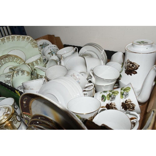 369 - THREE BOXES OF CERAMICS AND COLLECTOR'S PLATES, to include Wood & Sons 'Napoli' pattern tea ware, an... 