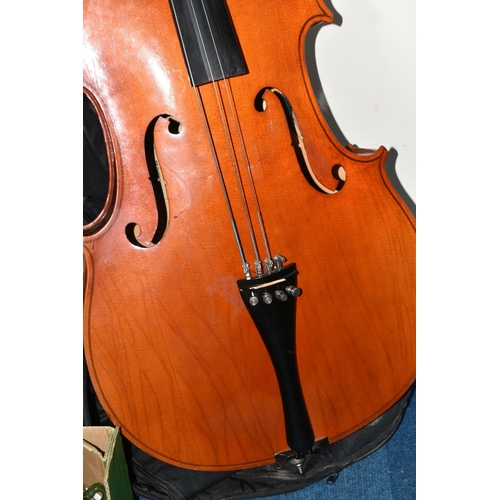 373 - A MUSIMA STUDENT CELLO, with paper label inside, body length 77cm, length from top of scroll 122cm, ... 