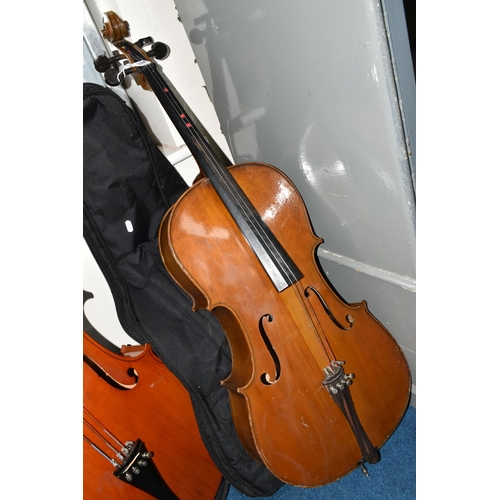 374 - A HALF SIZED STENTOR STUDENT II CELLO, with soft case, length of body 66cm, from top of scroll 104cm... 