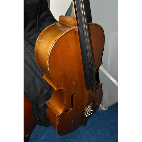 374 - A HALF SIZED STENTOR STUDENT II CELLO, with soft case, length of body 66cm, from top of scroll 104cm... 