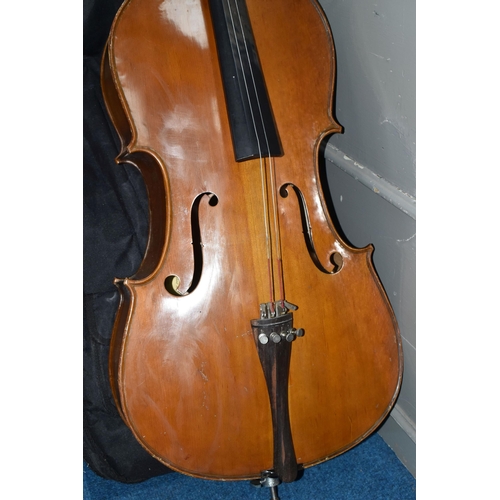 374 - A HALF SIZED STENTOR STUDENT II CELLO, with soft case, length of body 66cm, from top of scroll 104cm... 