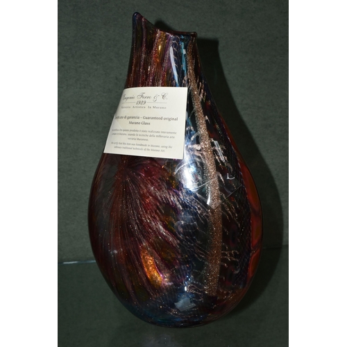 376 - AMEDEO ROSSETTO (b.1951) A SIGNED MURANO VASE FOR EUGENIO FERRO & CO, of flattened bulbous form with... 